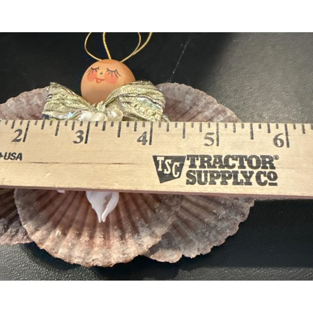 Vintage Hand‎ Crafted Sea Shell Angel Christmas Holiday Tree Ornament